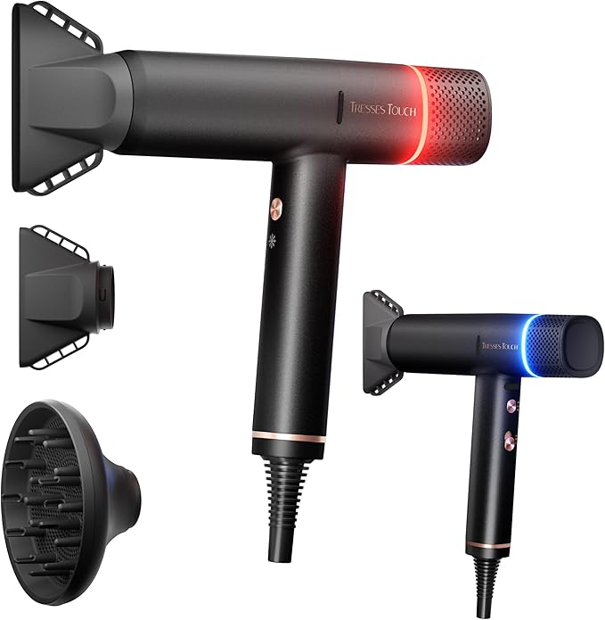Hair Dryer, High-Speed Ionic Low Noise Blow Dryer, Powerful 1600 Watt Motor for Fast Drying and Straight & Wavy Hair, Lightweight, Professional Hairdryer with Diffuser & Nozzle for Home Salon Travel