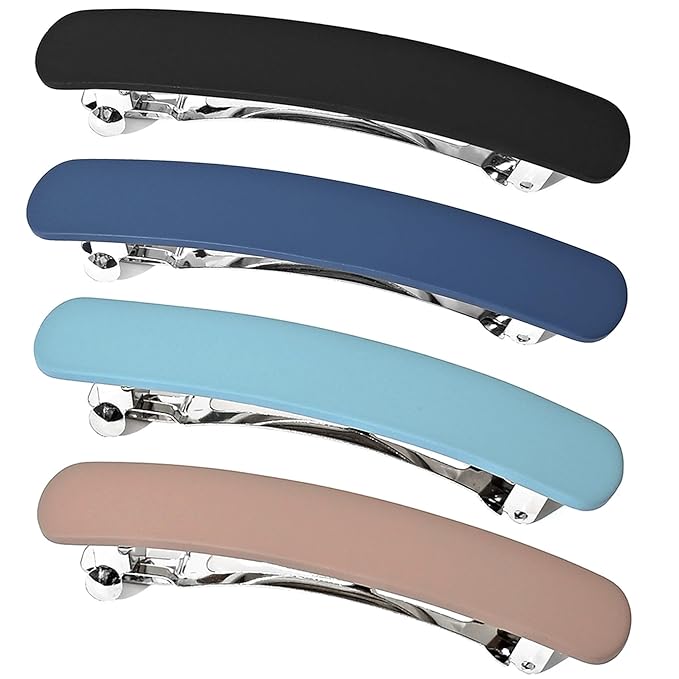 Fsmiling Hair Barrettes for Women French Hair Barrette Clip Medium Matte Hair Clips Barrette No Slip Hair Accessories 4-Pack