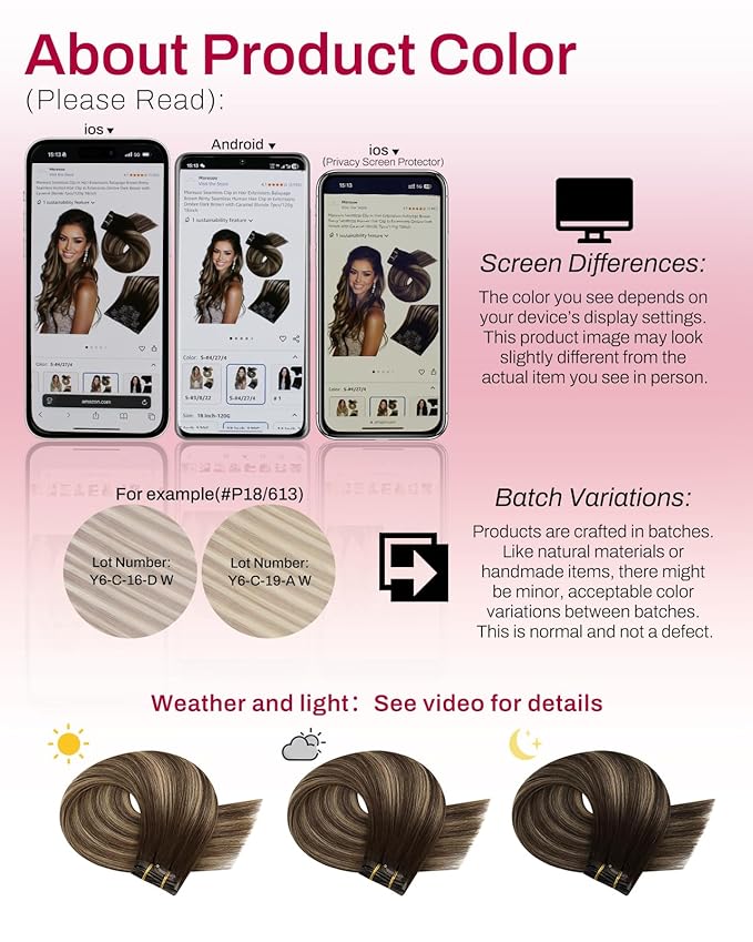 Moresoo Seamless Clip in Hair Extensions Balayage Brown Remy Seamless Human Hair Clip in Extensions Ombre Dark Brown with Caramel Blonde 7pcs/120g 18inch