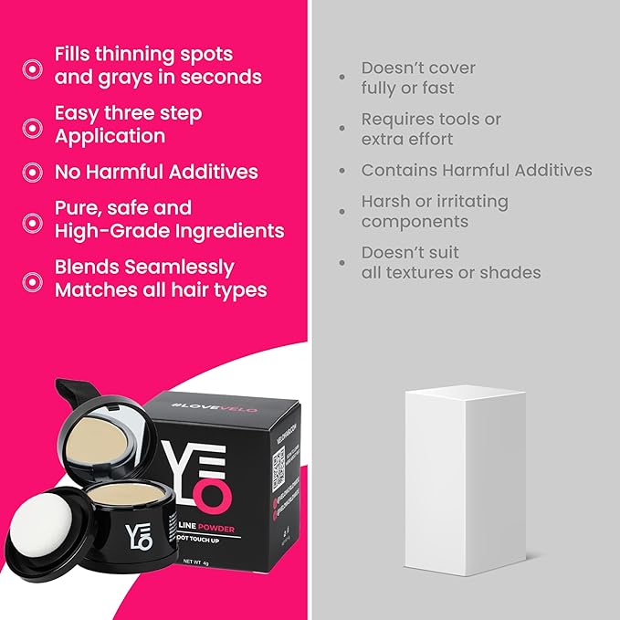 VELO Hairline Powder–LIGHT BLONDE Hair Root Touch Up Powder for Women & Men–Instantly Covers Gray Hair, Thinning Hair & Bald Spots–Sweatproof Root Cover Up–Puff & Mirror Compact 13 Shades