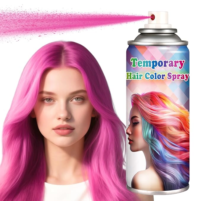 Pink Hair Color Spray Temporary,Instant Vivid Hair Dye that Washes out in 1 Wash for Halloween,Christmas,Cosplay Party,120ML (Pink）