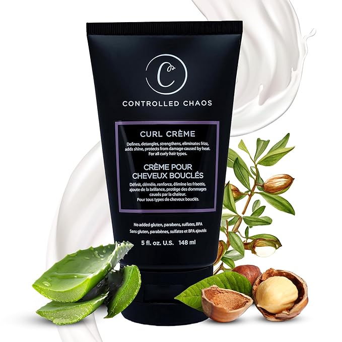 Controlled Chaos Curl Cream for Curly Hair Defining Cream with Shea Butter for Long Lasting Frizz Free Curls – Sulfate & Paraben Free Aloe Vera Curling Cream for Wavy Hair, Made in USA(5Oz)