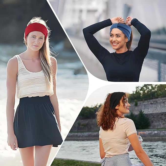 12 Pcs Stretchy Sport Headbands for Women,Absorbed Sport Headband Soft Twist Knotted Headbands for Yoga, Workout Daily Life