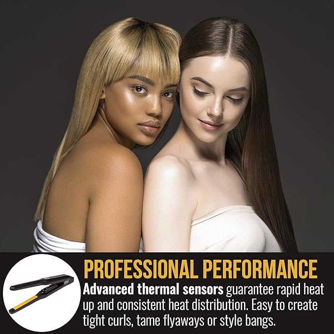 HAI Convertable Total Heat 4/10" in - Flat Iron with Tri-Diamond Ceramic Plates for Highly Textured Hair, 140°F to 450°F.