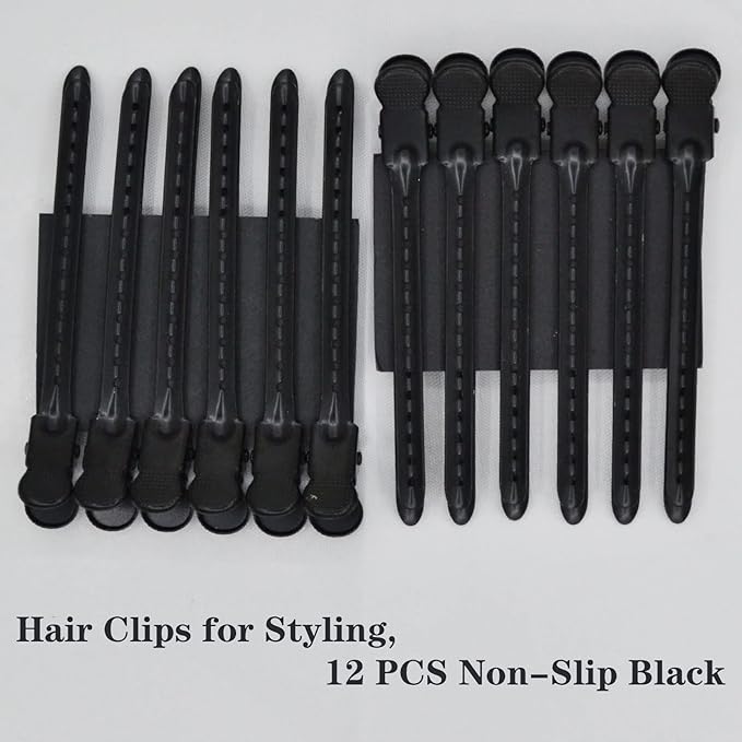 12 Pcs Metal Duckbill Hair Clips for Hair Sectioning Alligator Hair Clips for Styling Dividing Duck Bill Clips with Anti-Slip Holes Salon Barber Styling Tools