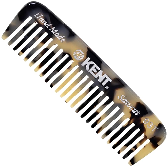 Kent 93T Tokyo White Beard Comb for Men - Wide Tooth Men's Comb, Ideal For Mustaches and Beards and Facial Hair, Small Pocket Sized Travel Detangler Combs, Saw-Cut, Hand Polished, Made in England