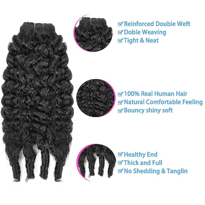 Burmese Curly Clip in Hair Extensions Real Human Hair 8Pcs Brazilian Human Hair Clip ins for Black Women With 18Clips 120g 20inch #1B Natural Black