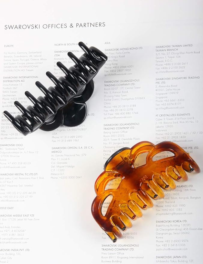 Medium Hair Claw Clips for Women Fine Hair Plastic Claw Clamps Clips in Set (Arc-Black+Brownish Red-M)