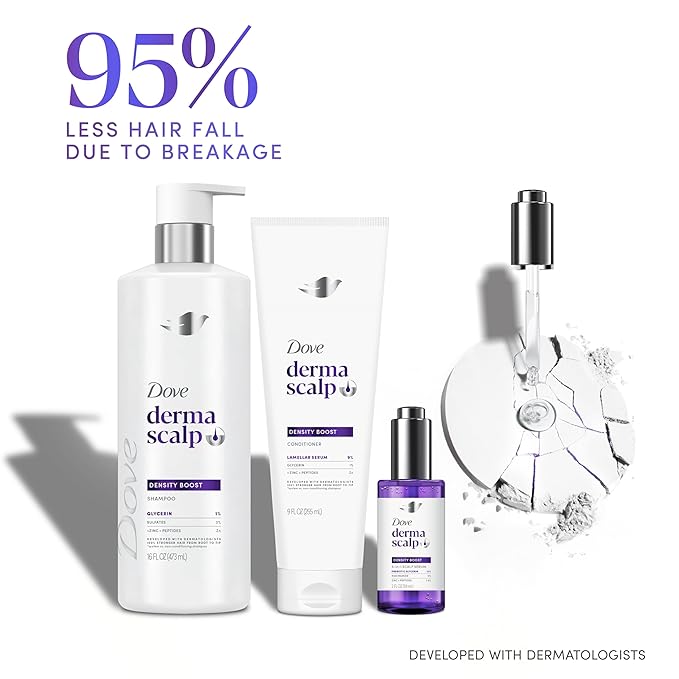 Dove Derma Scalp Shampoo 1 ct Density Boost for 4x More Visible Fullness, with Glycerin, 16 oz