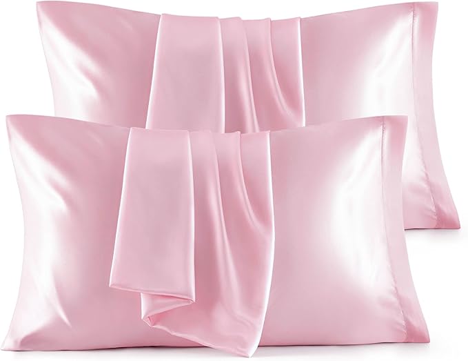 Bedsure Satin Pillowcase for Hair and Skin Queen - Pink Silky Pillowcase 4 Pack 20x30 Inches with Envelope Closure, Similar to Silk Pillow Cases, Gifts for Women Men