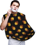 Stretchable Beard Cape, Non-Stick Hair Catcher for Trimming, Waterproof Grooming Apron, Burning Fire Flame On Black