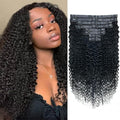 Seamless 3C 4A Kinky Curly Clip In Extension PU Weft Curly Clip in Extension Human Hair Clip Ins Full Head for Black Women Brazilian Remy Human Hair Natural Color 8Pcs with18clips 120g/Set (20 inch)