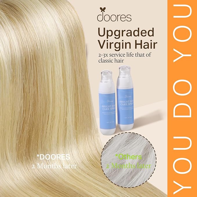DOORES Seamless Clip in Hair Extensions Real Human Hair, DirtyBlonde Highlight Golden Blonde 20 Inch 110g 7pcs, Human Hair Extensions Seamless Clip in Invisi Edge Hair Extensions Straight Hair