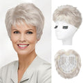 REECHO Hair Topper, Short Wiglet Hair Topper for Women with Thinning Large Coverage Synthetic Top Crown Hairpiece for Women (Pearl Platinum)