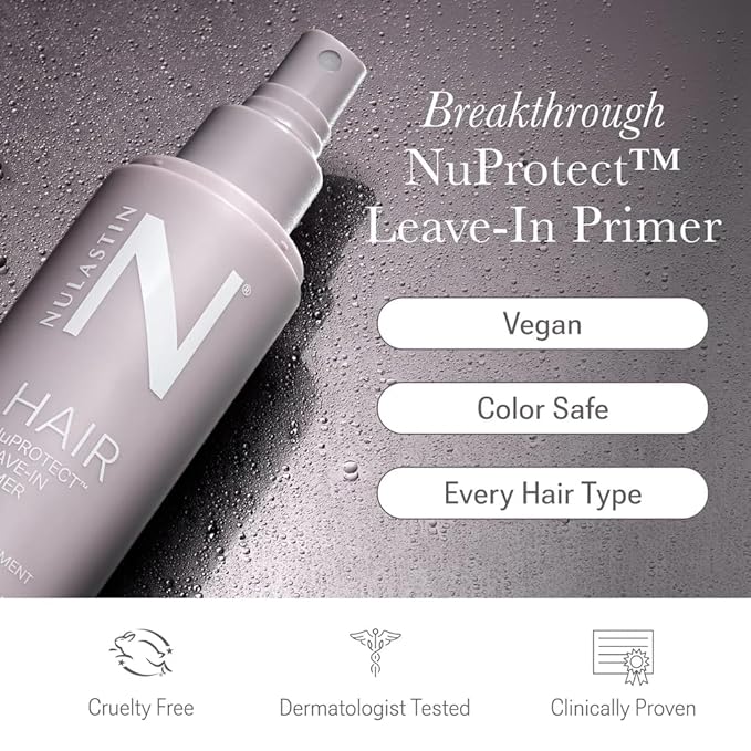 NULASTIN NuProtect Leave In Conditioner Spray - Silicone-Free Heat Protectant, Detangler Spray, Split Ends Hair Treatment & Styling Primer - Color-Safe Formula with 24HR Frizz Control (5 Fl Oz)