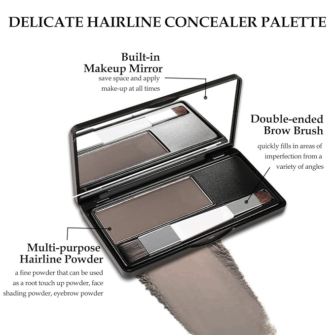 Boobeen Hair Shadow Powder Kit, Roots Touch-Up Powder Cover Hair Color, Temporary Concealer with Brush for Gray Root
