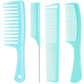 SALONSILK Mint Green 4PCS Professional Comb Set, Wide Tooth Rat Tail Fine Tooth Hair Combs, Braiding Cutting Barber Styling Curly Parting Set for Men and Women