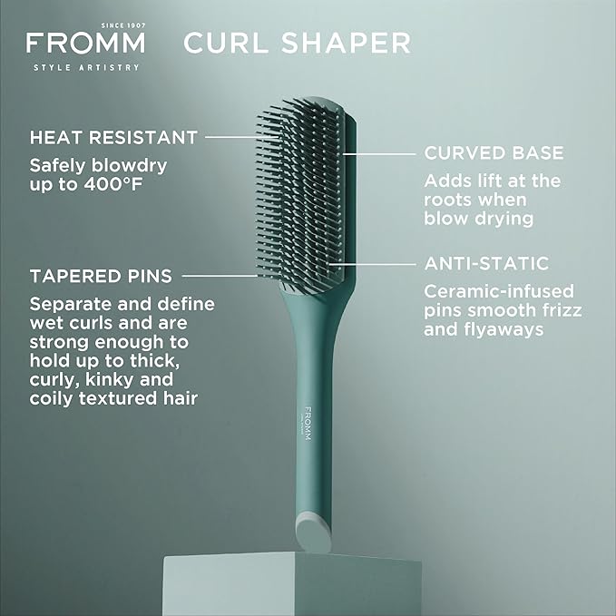 Fromm Professional Curl Studio Curl Shaper Frizz Free Styling Hair Brush for Detangling, Seperating, Shaping and Defining Curls on Wet and Dry Thick, Wavy, Curly or Coily Hair