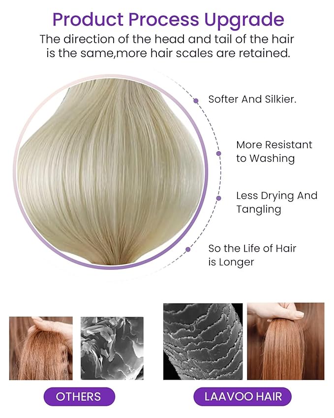 LaaVoo Blonde Hair Extensions Tape in 14 Inch Human Hair Tape in Extensions Bleach Blonde Remy Tape in Hair Extensions Human Hair Blonde Skin Weft 20 Pieces 50 Gram