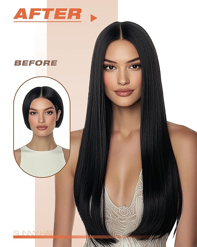 Sunny Hair Extensions Tape in Human Hair Natural Black Tape in Hair Extensions Human Hair 14 inch Remy Tape in Extensions Skin Weft 50g 20Pcs