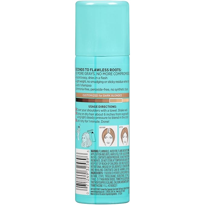 L'Oreal Paris Magic Root Cover Up Gray Concealer Spray Dark Blonde 2 oz.(Packaging May Vary)