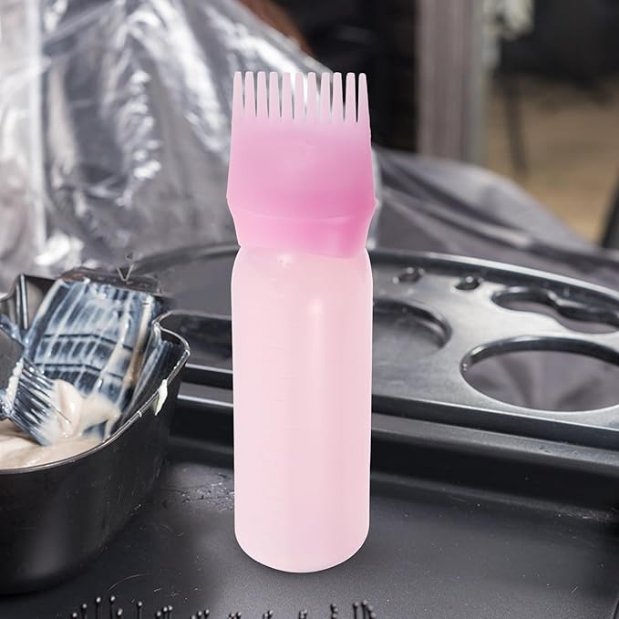 Root Comb Applicator Bottles Hair Dye Comb Bottle for Precise Application Hair Coloring and Oil Treatment Pink