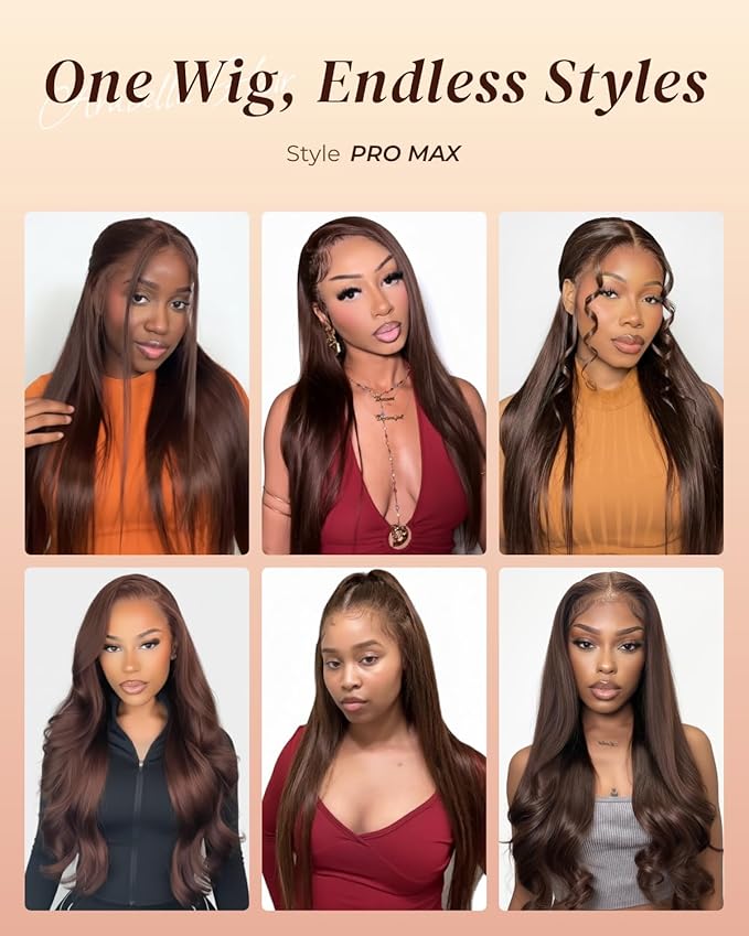 Arabella 13x6 Chocolate Brown Lace Front Wig 210% Brown Glueless Wig Human Hair Real HD Lace Front Wig True Pre Plucked Pre Bleached Pre Cut Glueless Wig (24inch,13x6 Chocolate Brown Straight wig)