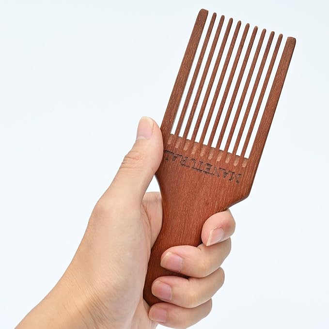 Beard Pick for Men 7" Handmade Afro Hair Comb - Wooden Grooming Tool for Men, Women with Wavy, Kinky, Curly Hair - Anti-Static Styling Precision"