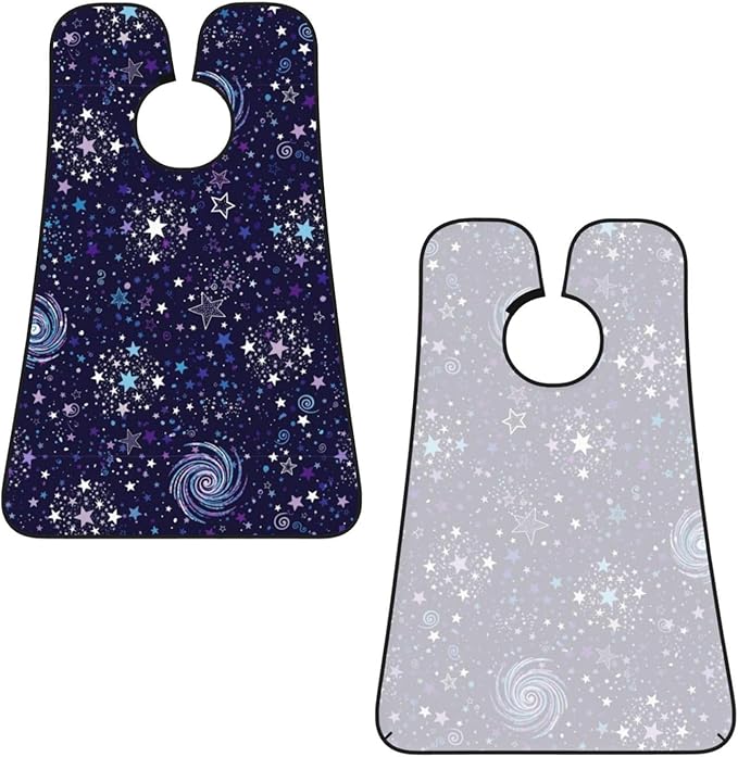 Strong Suction Cup Beard Grooming Bib, Non-Stick Hair Catcher, Waterproof, for Shaving, Space Galaxy Constellation Zodiac Star Purple Blue