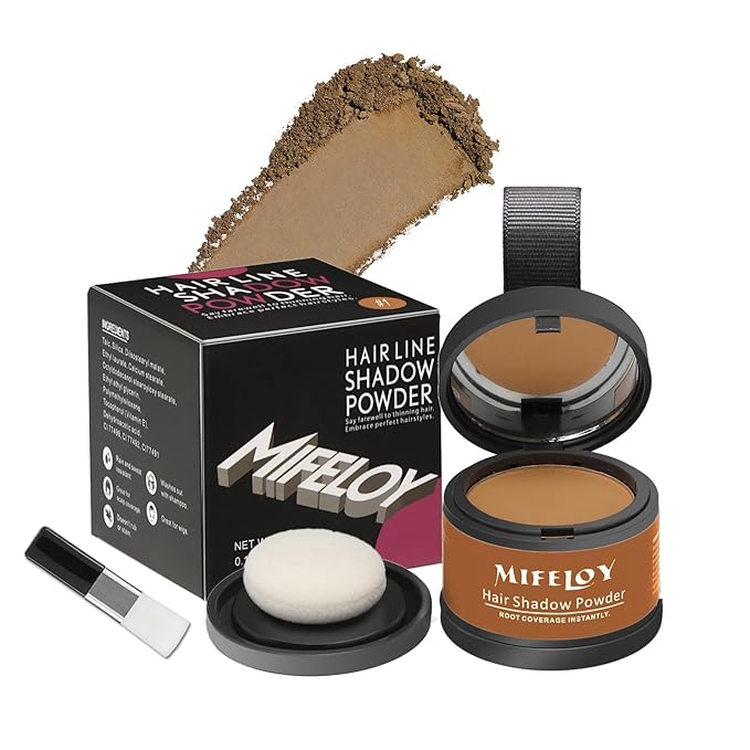 Root Touch Up Powder, Instantly Gray Hair Cover Up, Women Color Root Coverage Shadow Powder for Thinning Grey Hairline, Men Roots Concealer for Hair Loss Beard Line Eyebrow, Light Brown