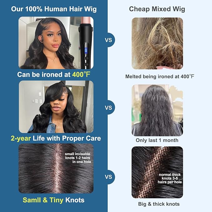 30 Inch HD Lace Front Wig Human Hair [2-year life], 100% Real Human Hair, 13x6 Body Wave Lace Front Wigs for Black Women Glueless Lace Frontal Wig Pre Plucked Bleached Knots 200% Density