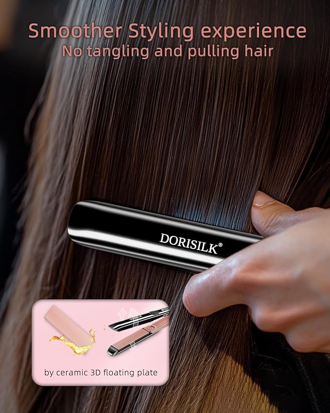 DORISILK 500 Degree High Temp Professional Hair Straightener，30s Fast Heating Ceramic Flat Iron ，2 in 1 Hair Straightener and Curler，Plasma Flat Iron Get Frizz-Free ，Dual Voltage for Travel Using
