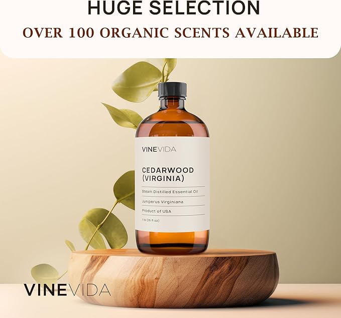VINEVIDA Cedarwood (Virginia) Essential Oil 16 oz - Undiluted Candle Oil Scent for DIY Candlemaking - Bulk Essential Oil