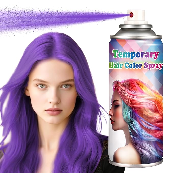 Purple Hair Color Spray Temporary,Instant Vivid Hair Dye that Washes out in 1 Wash for Halloween,Christmas,Cosplay Party,120ML (Purple）