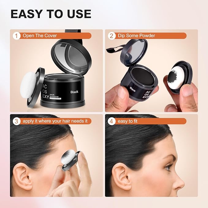 Root Touch Up Powder - Instant Gray Hair Coverage for Hairline, Eyebrows, Men's Beard, and Bald Spots