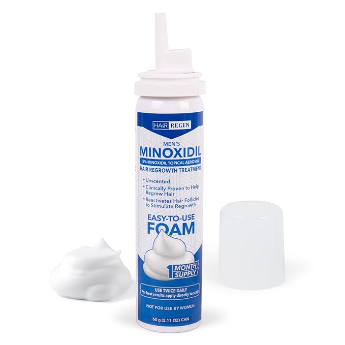 Minoxidil Foam for Men 5% Percent - Men's Hair Growth Treatment for Him- Topical Foaming Minoxidil for Men- Great for Hair Regrowth and Reduce Hair Loss - 1 Pack as 1 Month Supply