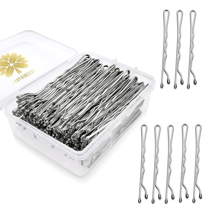 100PCS 2.4Inch Bobby Pins Silver,Pain-Free Bobby Pins for All Hair Types,Hair Pins for Women Girls,Hairpins for Buns with Box(Silver)
