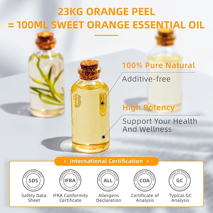 HIQILI 16 Fl Oz Orange Essential Oil, Pure and Natural for Diffuser, Skin - 500ML