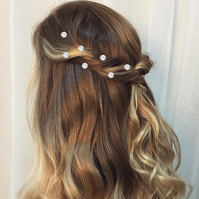 Pearl,Rhinestone Crystal Twisters Spiral Set Hair Pin Silver Coil for Wedding, Bridal, Prom, Party and Special Occasion with Clear Container (diamond)