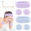 Face Wash Headband and Wristband Set of 2, Purple and Blue, Microfiber, Fitness, Unisex, with Wrist Towel Holder
