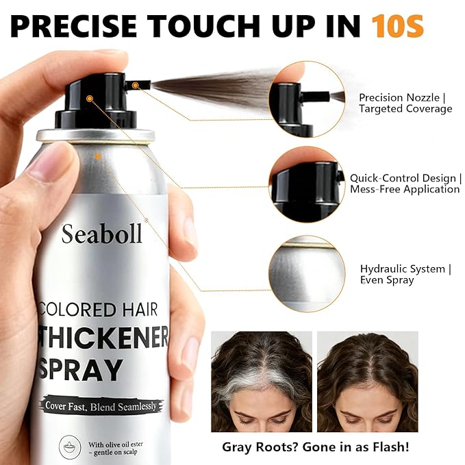 Root Touch Up Hair Color Spray–4oz, Sweat-Resistant & Natural, Instant Gray Hair Cover Up, Temporary Root Concealer Hair Filler Dye Spray for Hairline, Scalp&Thinning– Light Brown–Women & Men