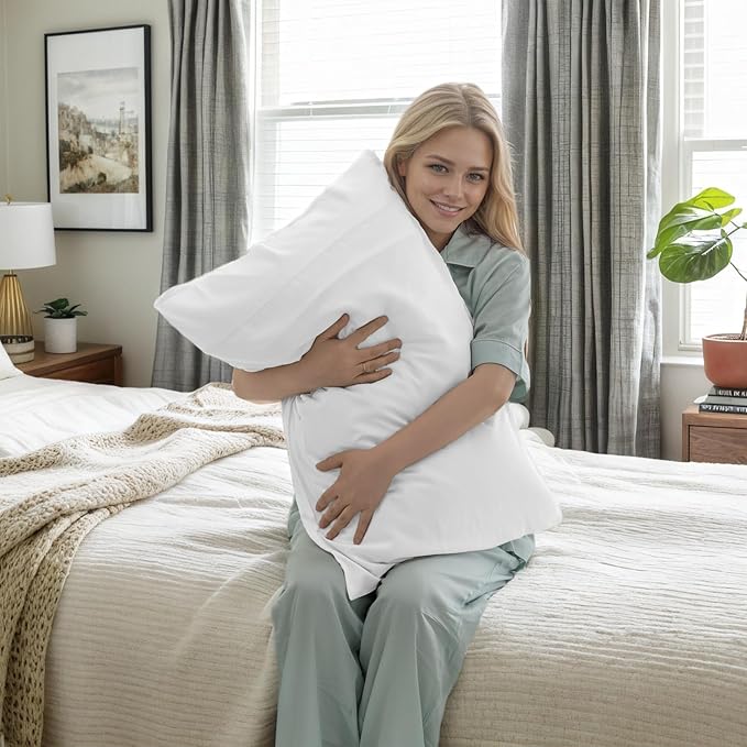 TELUS Pillow Cases King Size 2 Pack, Bamboo Rayon & Lyocell Pillowcase with Envelope Closure, Cooling Breathable Pillow Cover for Hot Sleeper & Night Sweats, 20x40 inch, Ivory White