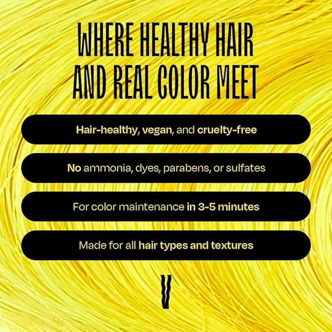 Overtone Daily Color Depositing Conditioner, Extreme Yellow, 8oz, Hydrating, Damage-Free Temporary Hair Color for All Hair Types with Shea Butter & Coconut Oil, Vegan & Cruelty-Free