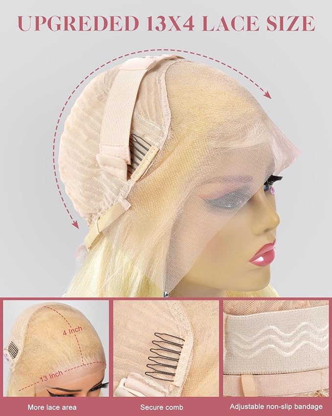 Alididi 613 Lace Front Wig Human Hair 13x4 Blonde Body Wave Hd Transparent Lace Frontal Wigs Human Hair Pre Plucked With Baby Hair 180% Density Blonde Glueless Wigs Human Hair 32 Inch