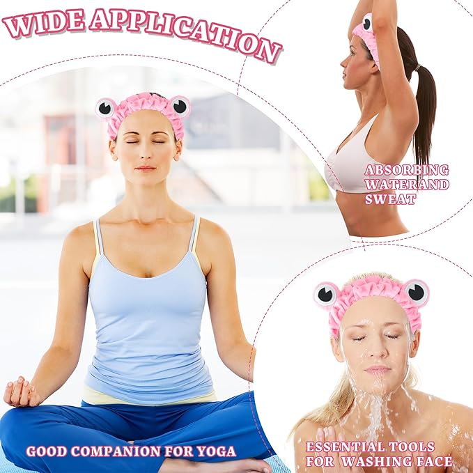 Jowmoy Rose Red Frog Eye Elastic Headband - Versatile for Spa, Skincare, Makeup, Face Wash, Fun Gift for Women (1 Pack)