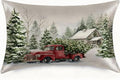 Imitation Silk Pillow Case for Hair and Skin Xmas Snowflake Vintage Red Truck 1 Pack Satin Pillow Case Standard Size with Hidden Zipper Smooth Cooling Pillow Cover for Sleeping 20”x26”