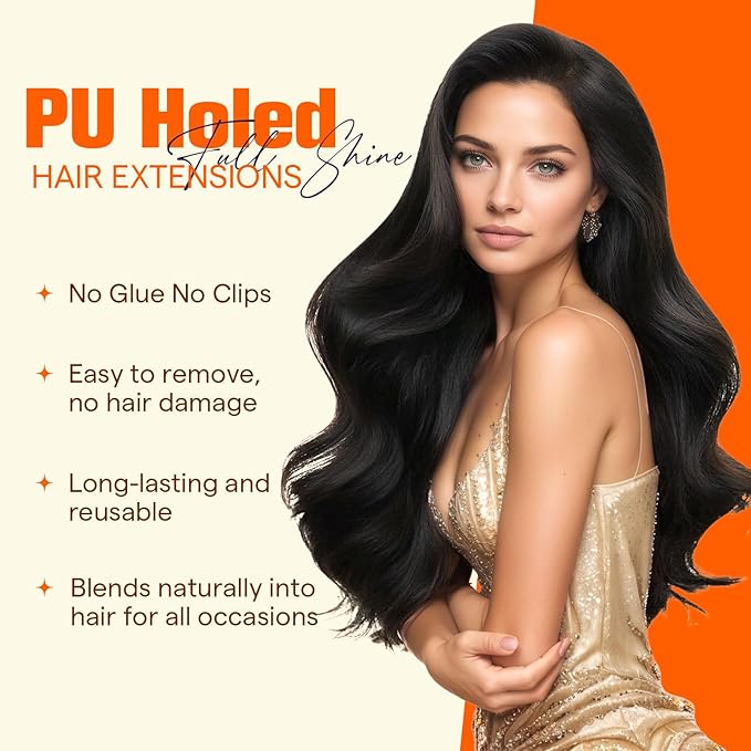 Full Shine Tape in Hair Extensions Human Hair Ombre Hair Extensions Color 4 Medium Brown to 24 Blonde and 4 Medium Brown 24Inch Tape in Extensions 50G Seamless Straight 20PCS Party for Thin Hair