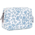 Narwey Small Cute Floral Makeup Bag for Purse Mini Cosmetic Bag Travel Makeup Pouch Zipper Pouch Cute Make up Bags with Compartments for Women Girls (Little Blue Flower, Small)
