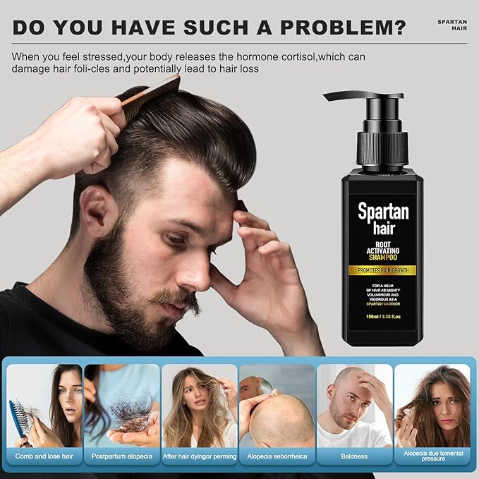 Root Activator Shampoo for Men- Strengthening & Smoothing System for Thinning and Gray Hair - Adds Volume & Nourishes Strands - Men & Women