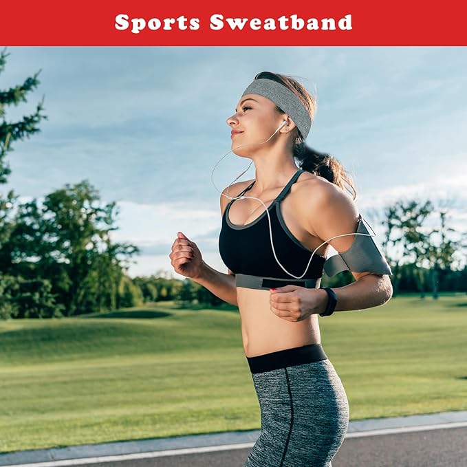 Sweatbands Sports Headbands for Men & Women - 3 Pack Moisture Wicking Cotton Headband for Tennis, Basketball, Running, Gym - Sweat Band